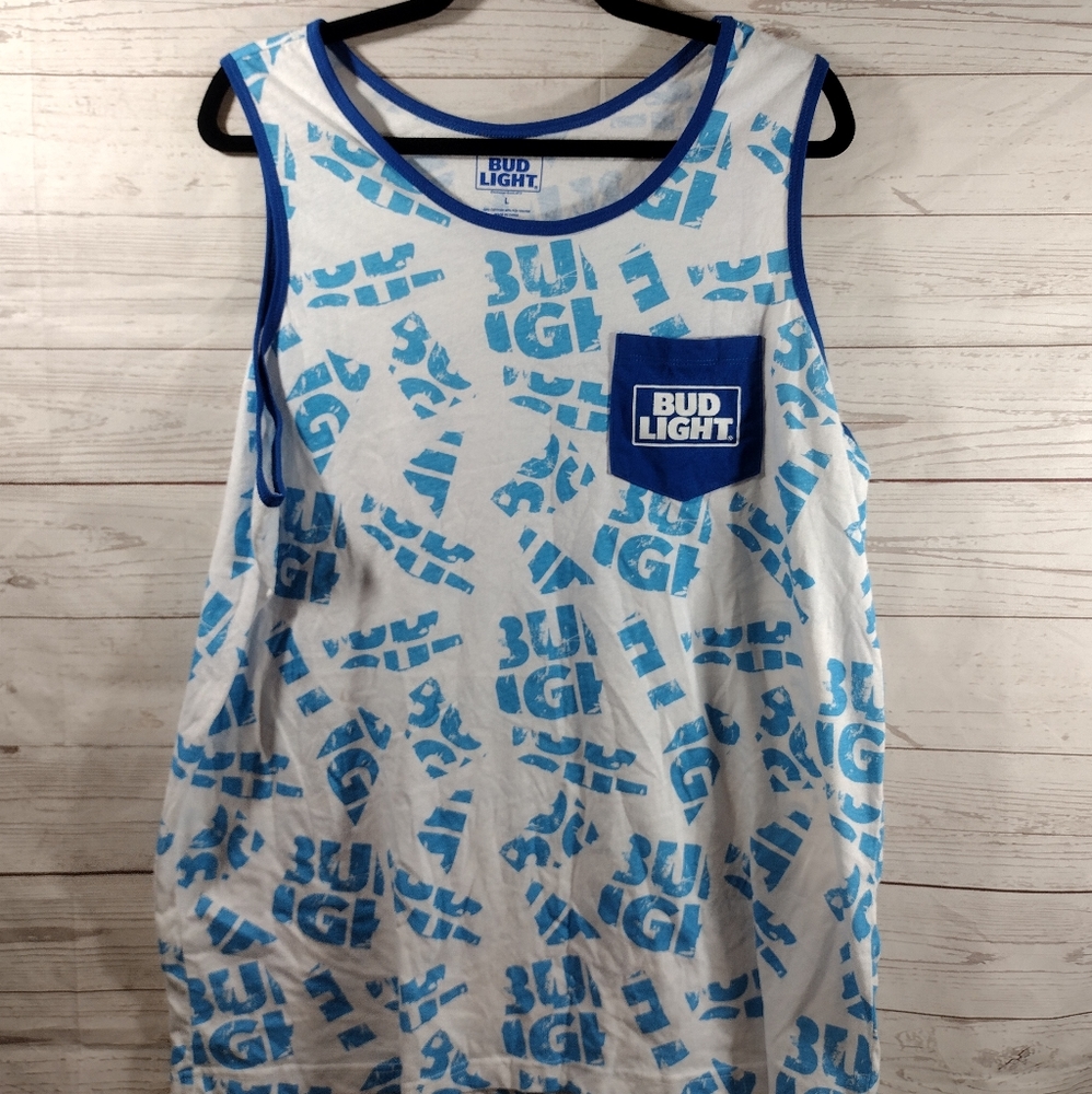 Bud Light Men’s All Over Print Tank Top Size Large